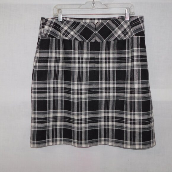 TRIBAL Womens 14 White Black Plaid Wool Blend Lined Skirt - Picture 6 of 8